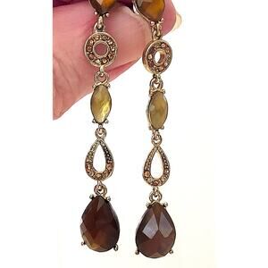 Signed Liz Claiborne Vintage Drop Dangle Pierced Earrings